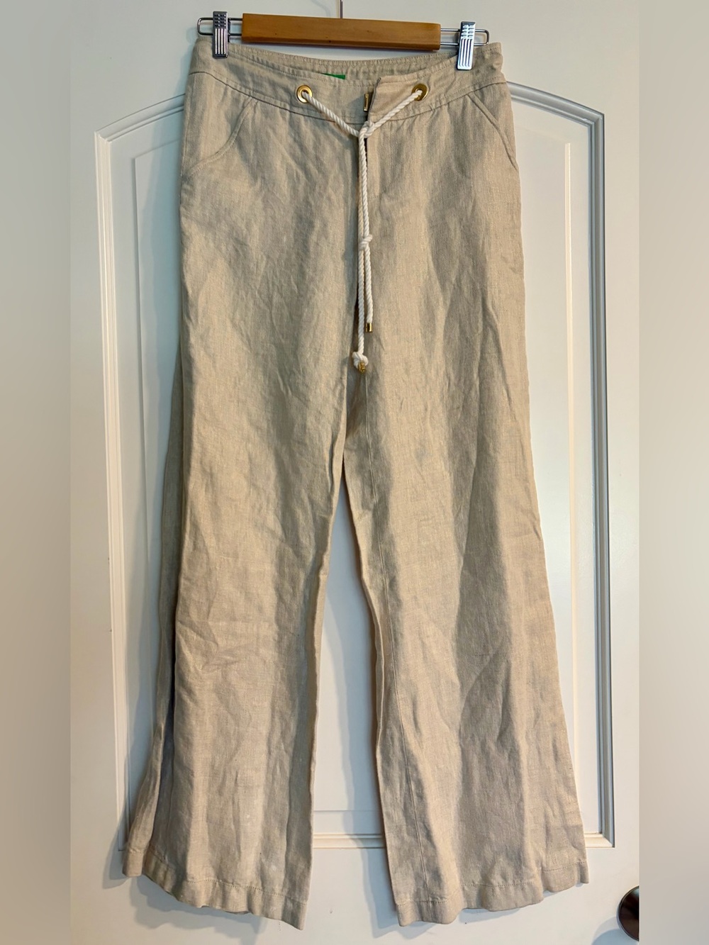 Lilly Pulitzer Palm Beach Fit Beige Linen Relaxed Drawstring Pocket Pants 2
